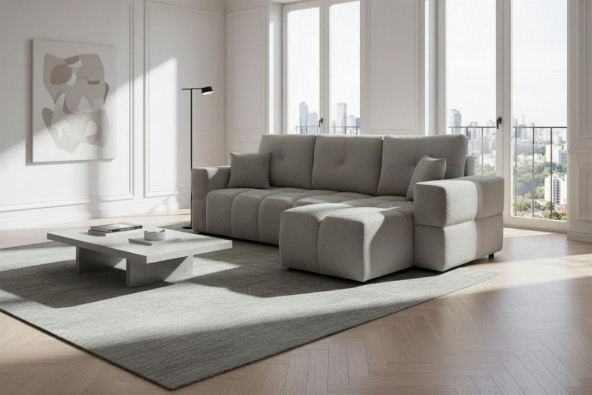ECKSOFA Denise Mit Schlaffunktion - Grau, Holzwerkstoff/Textil (148/250cm) - Fun Möbel