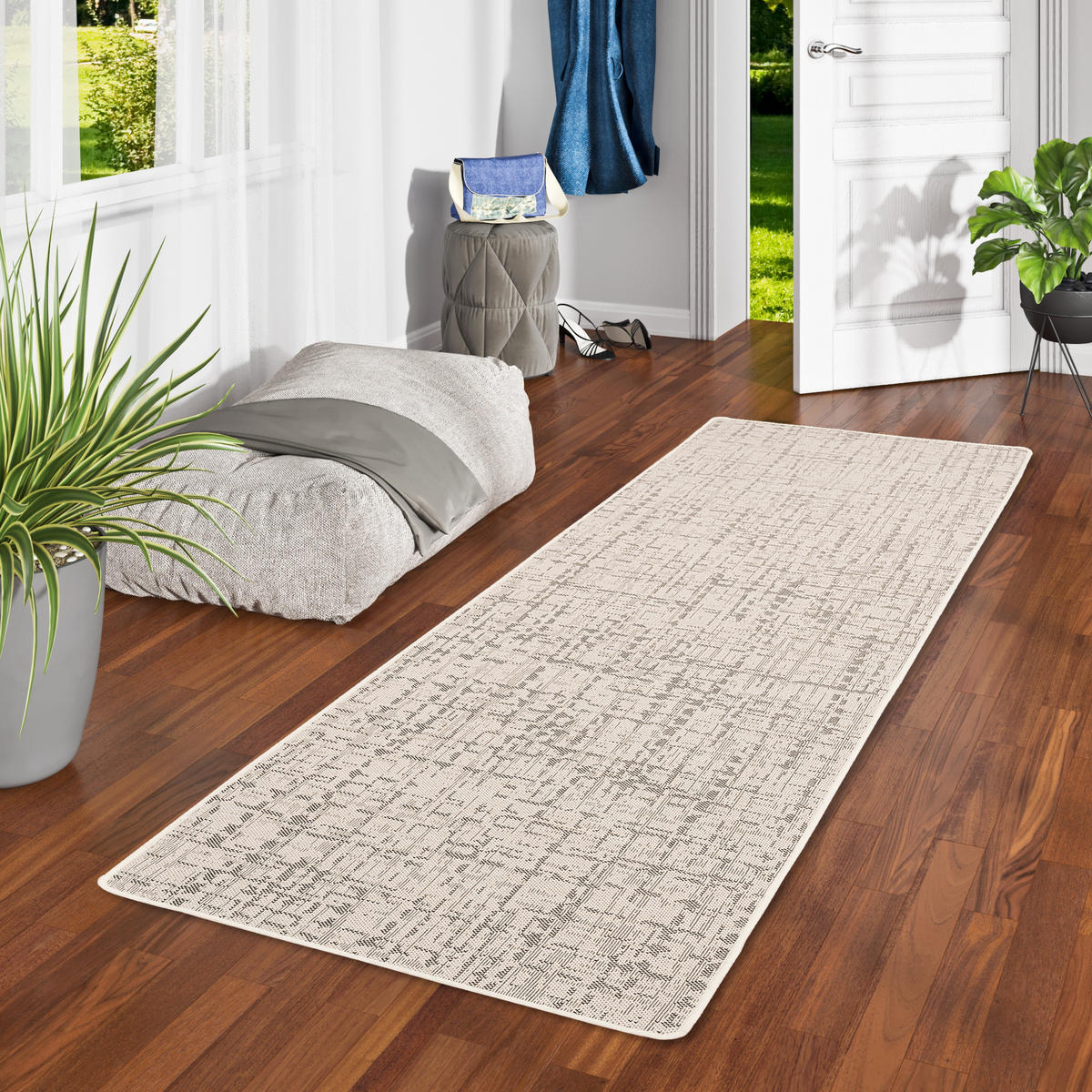 IN & OUTDOOR LÄUFER FLACHGEWEBE OSLO TREND - Creme, Textil (100/100cm) - Snapstyle