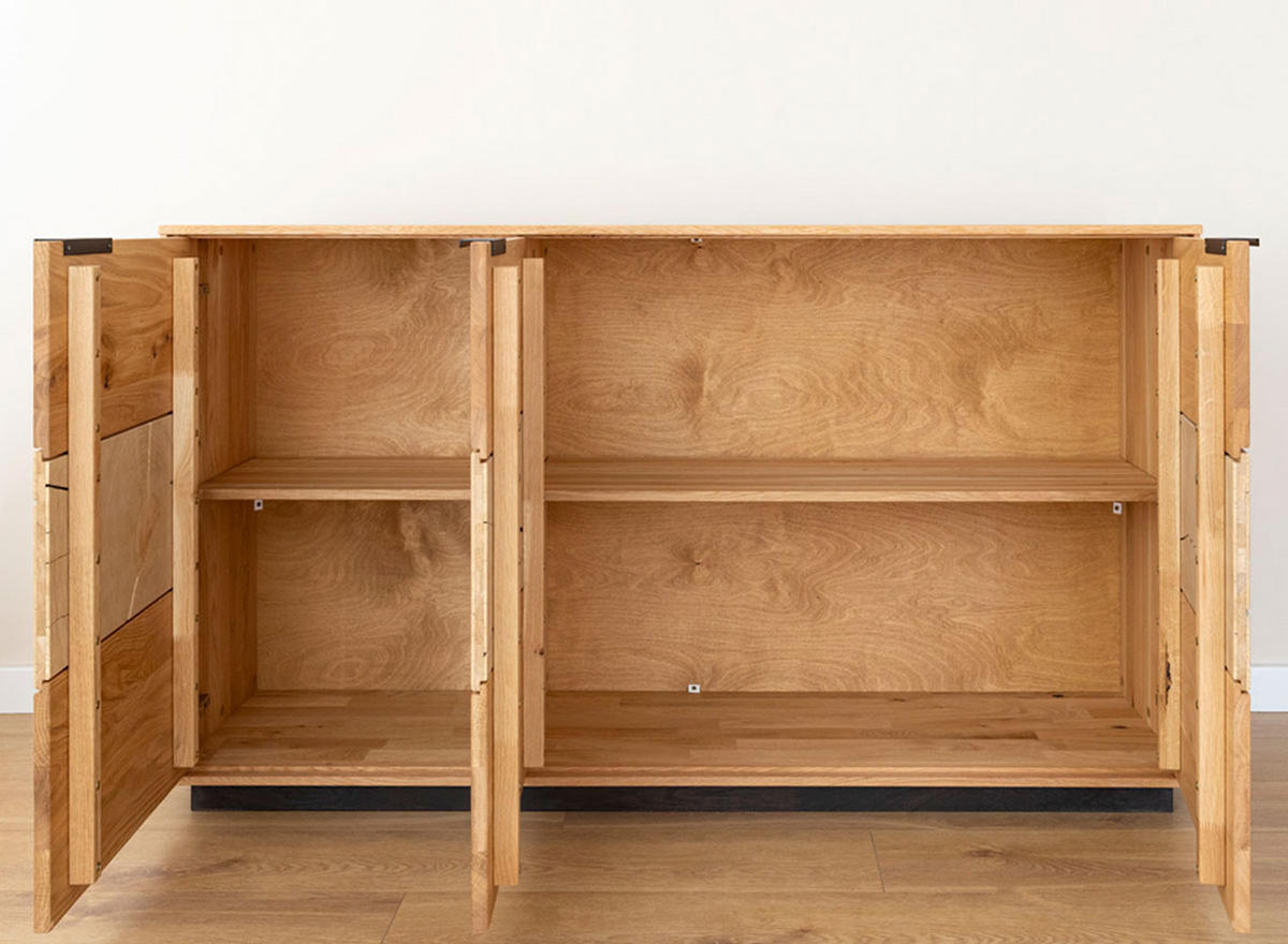 WOHNWAND Tirano 2er-Set Eiche Natur / Hirnholz - Eichefarben/Schwarz, Holz/Metall (354/84/39cm) - Feldmann-Wohnen