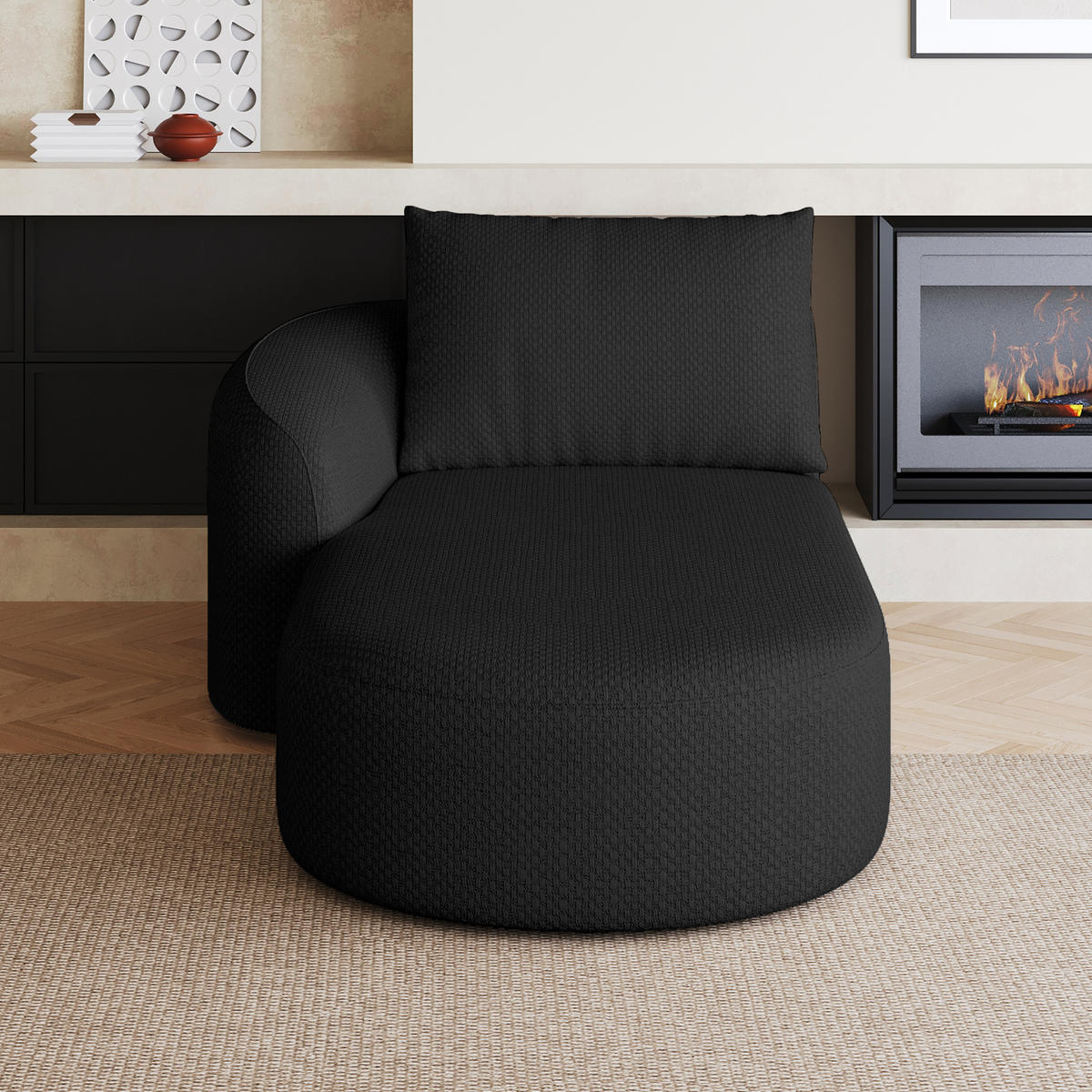 RÉCAMIERE DE-34711 linke Chaiselongue Schwarz - Schwarz, Textil (106/85/168cm) - ComfortXL