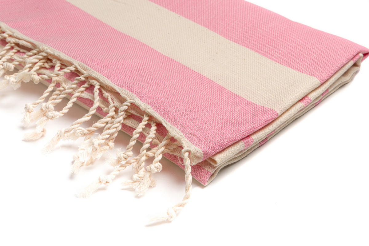 HAMAMTUCH Gestreift 100x180 Pink - Pink, Textil (180/100cm) - Villa Möbel
