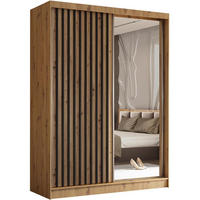 SCHWEBETÜRENSCHRANK Helix 160/216/61 eiche artisan+schwarz mit Schubladeneinsätze - Schwarz/Eiche Artisan, Holzwerkstoff (160/216/61cm) - Beautysofa