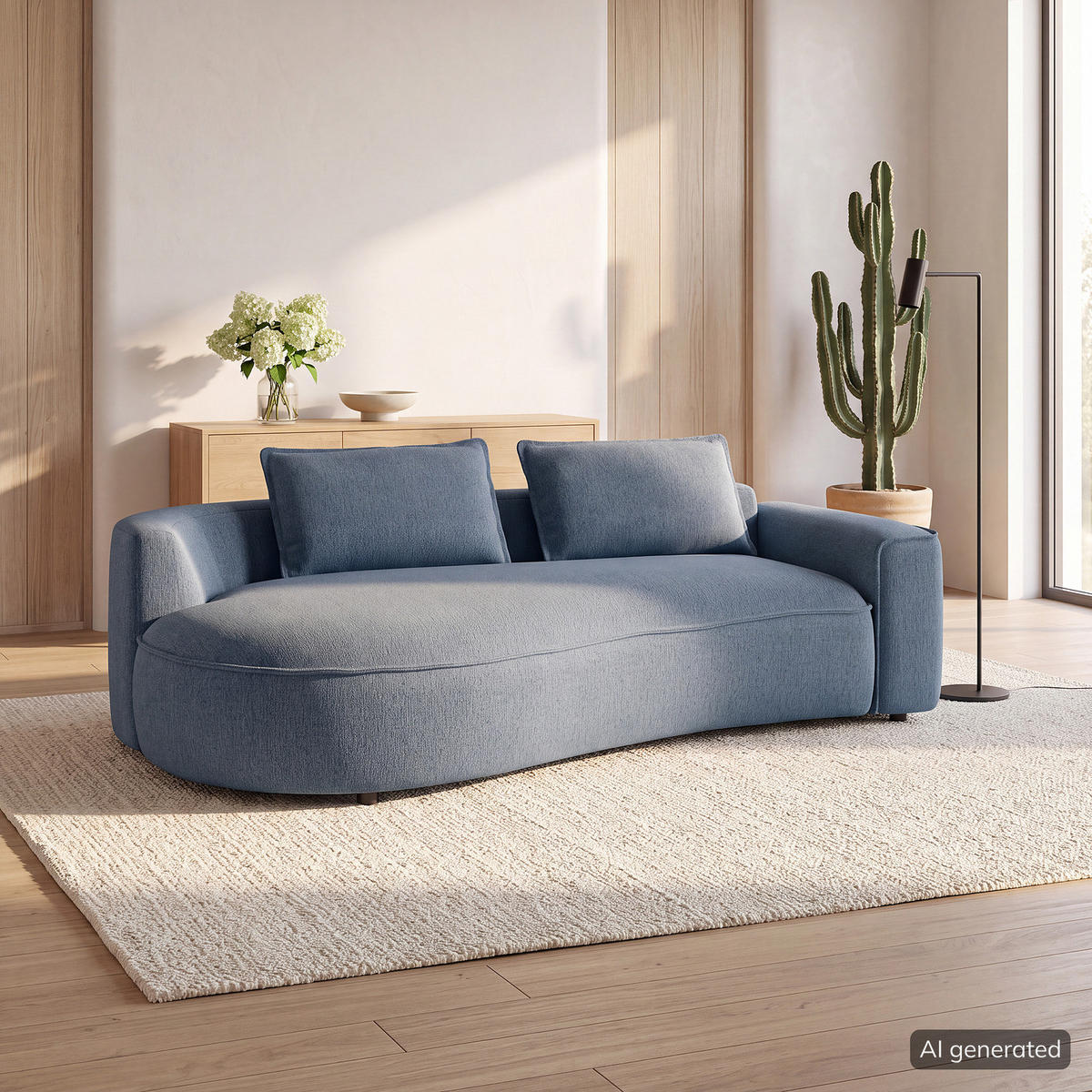 2,5-SITZER SOFA - Blau/Schwarz, Kunststoff/Textil (217/82/146cm) - home24