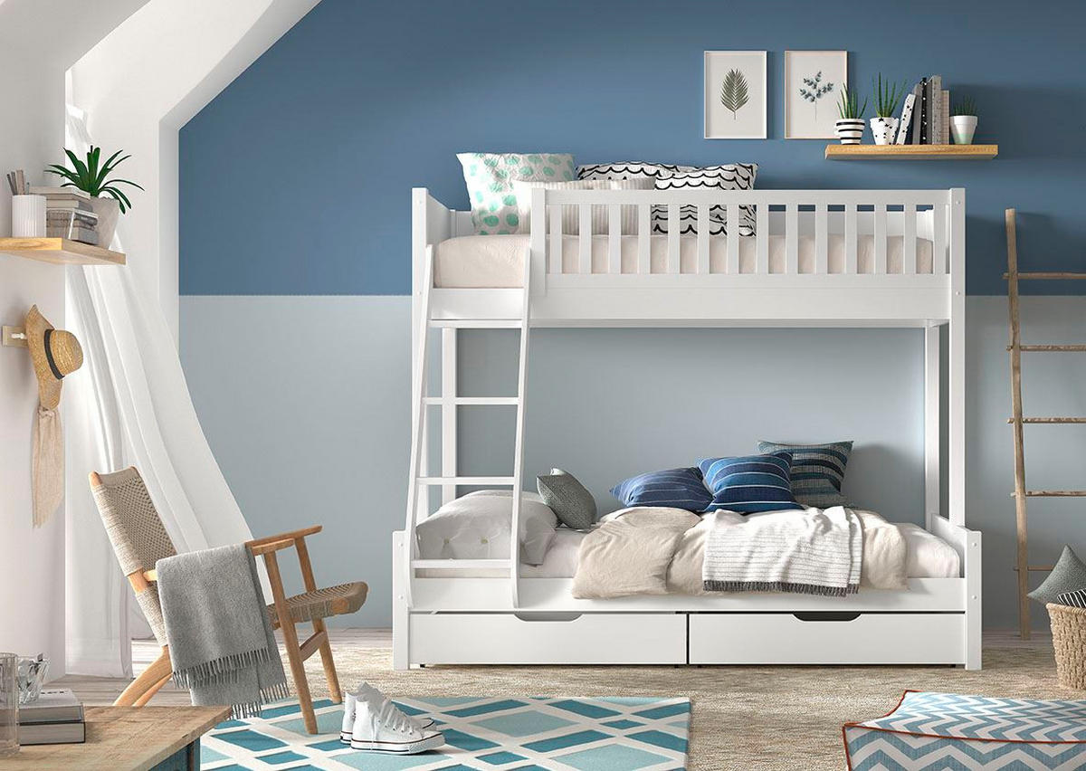 ETAGENBETT Karyl 208x175x158 aus Massivholz in Weiß - Weiß, Holz (90/200cm) - 58aufmkessel