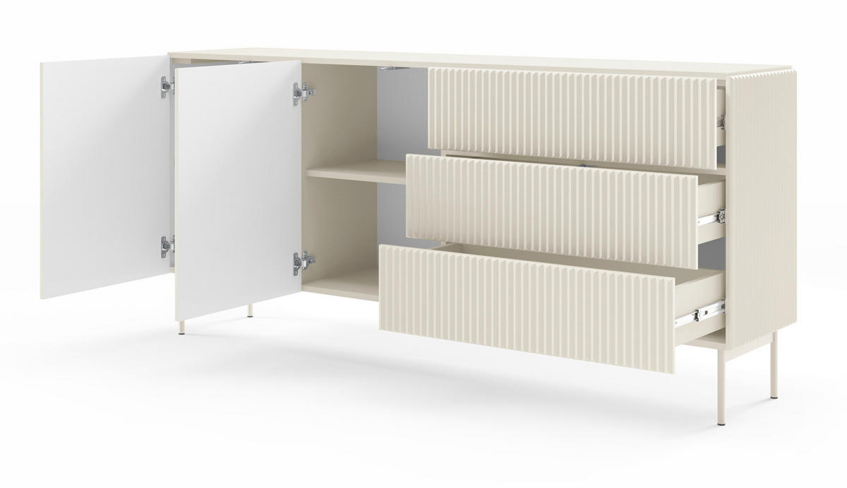 KOMMODE 177 cm mit Schubladen Galiano, 2 Türen, Kaschmir - Kaschmir/Beige, Holz/Metall (177/81/40cm) - Emporius