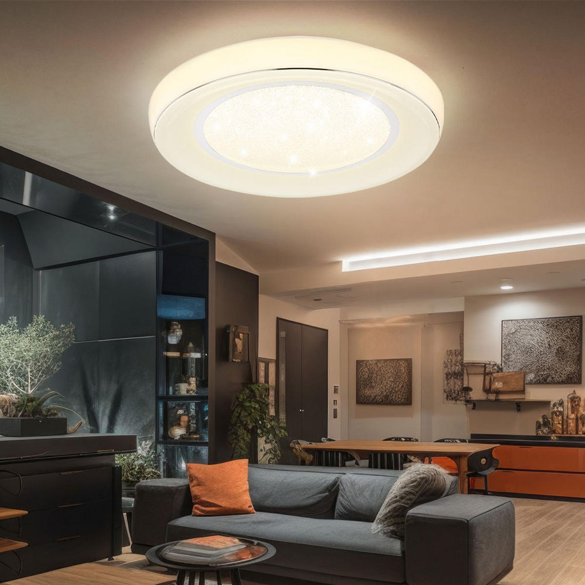 LED DECKENLEUCHTE Metall Weiß Opal - Weiß, Metall (66/66/9cm) - Globo Lighting