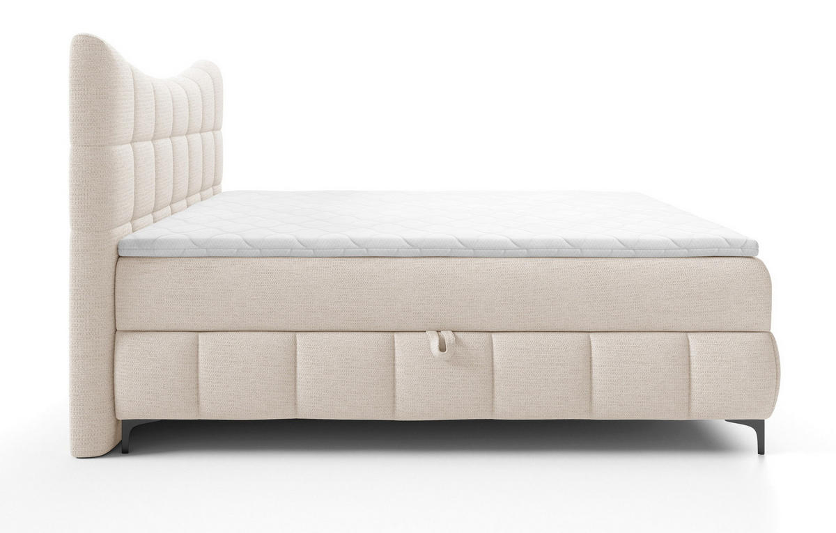 BOXSPRINGBETT 200x200 Almera, Chenille, Bettkasten, Matratze, Beige - Beige, Holz/Textil (200/200cm) - Emporius