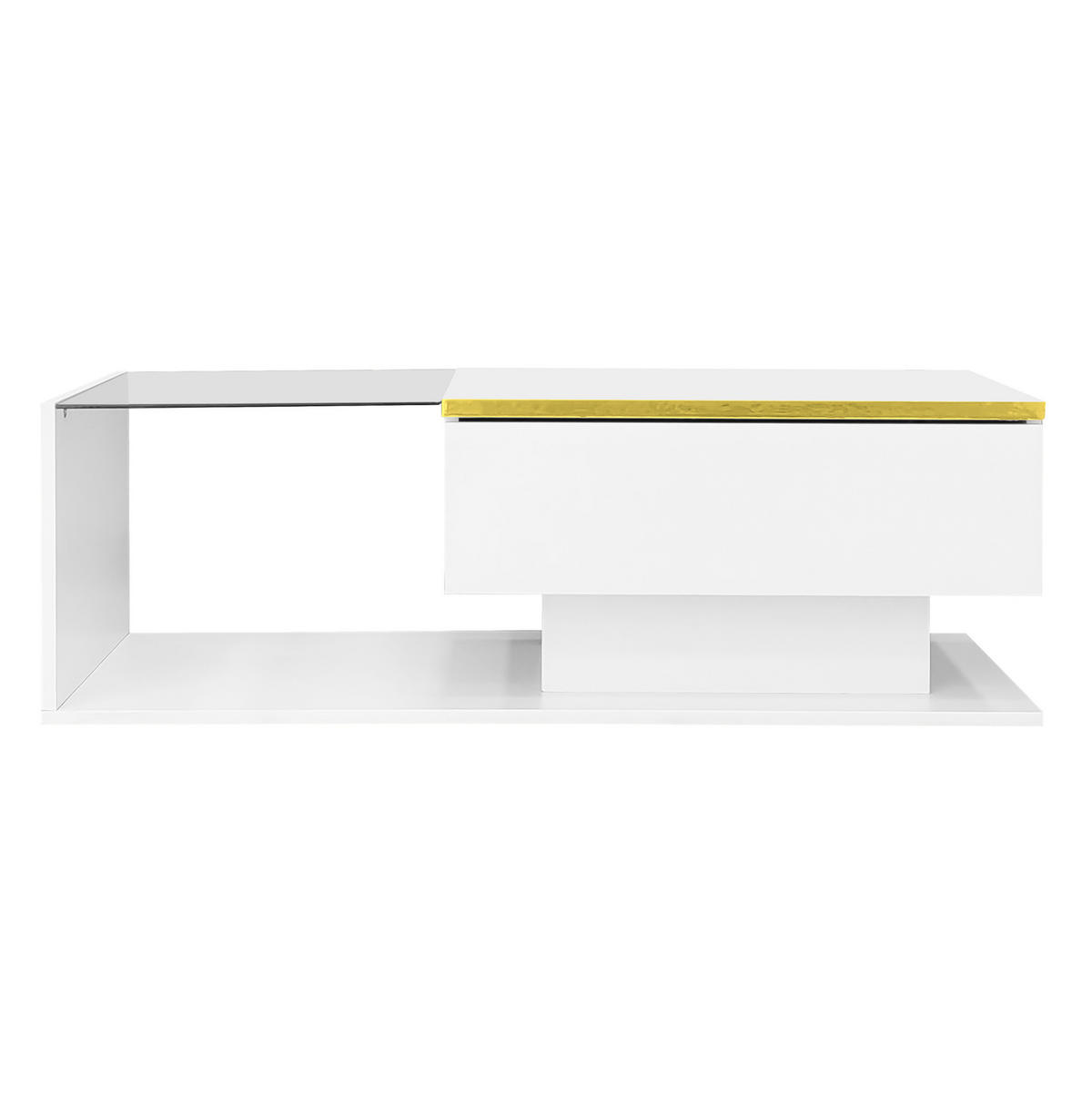 COUCHTISCH aus Spanplatte 100x50x32,5 cm in Weiß mit LED-Beleuchtung - Weiß, Holzwerkstoff (100/50/32.5cm) - Modfu