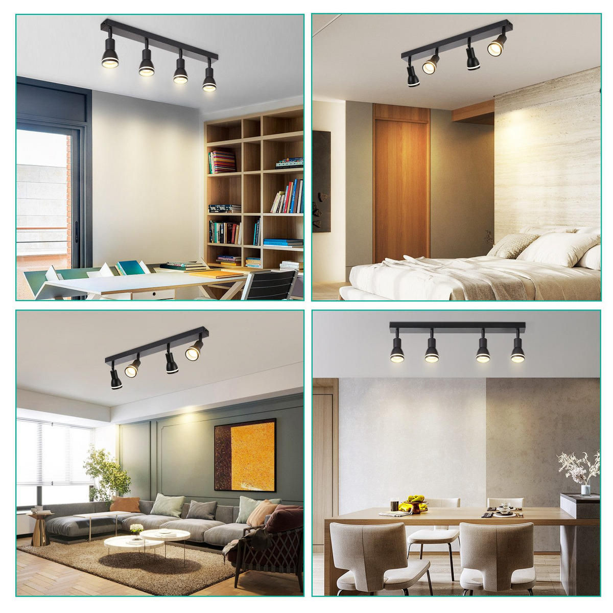 STRAHLER Kissingen 4-flammig 55/5/15.7 cm - Schwarz, Metall (55/5/15.7cm) - Nettlife