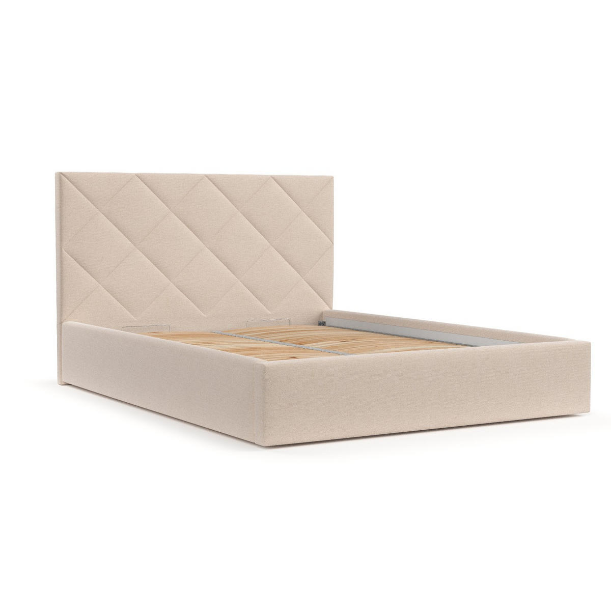 POLSTERBETT Torno 140/200 cm Creme im Asti Stoff - Creme/Schwarz, Holz/Holzwerkstoff (140/200cm) - AltaBeds