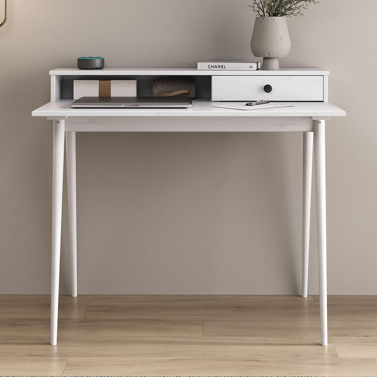 SCHREIBTISCH MALINA weiß - Weiß, Holz (54/100/86cm) - IDIMEX