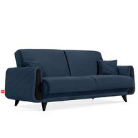 3-SITZER-SOFA GUSTAVO III Sofa 3 Velours, Dunkelblau - Dunkelblau, Holz/Holzwerkstoff (230/98/98cm) - KONSIMO®