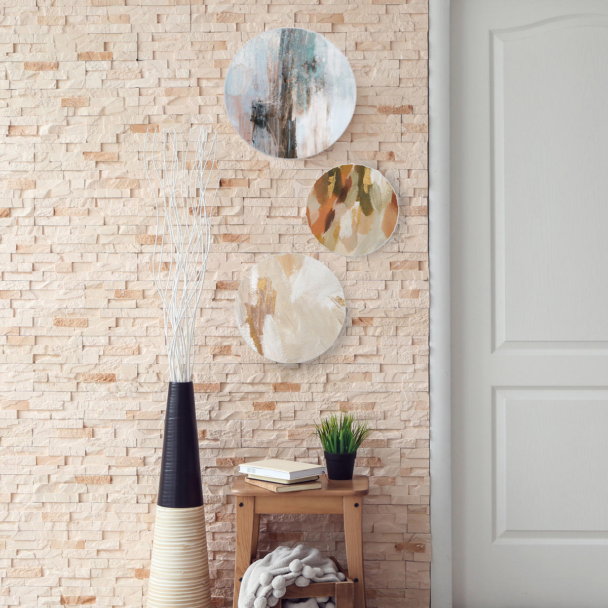 6-TLG.LEINWAND-SET - Weiß, Holzwerkstoff/Textil (40/40cm) - Relaxdays