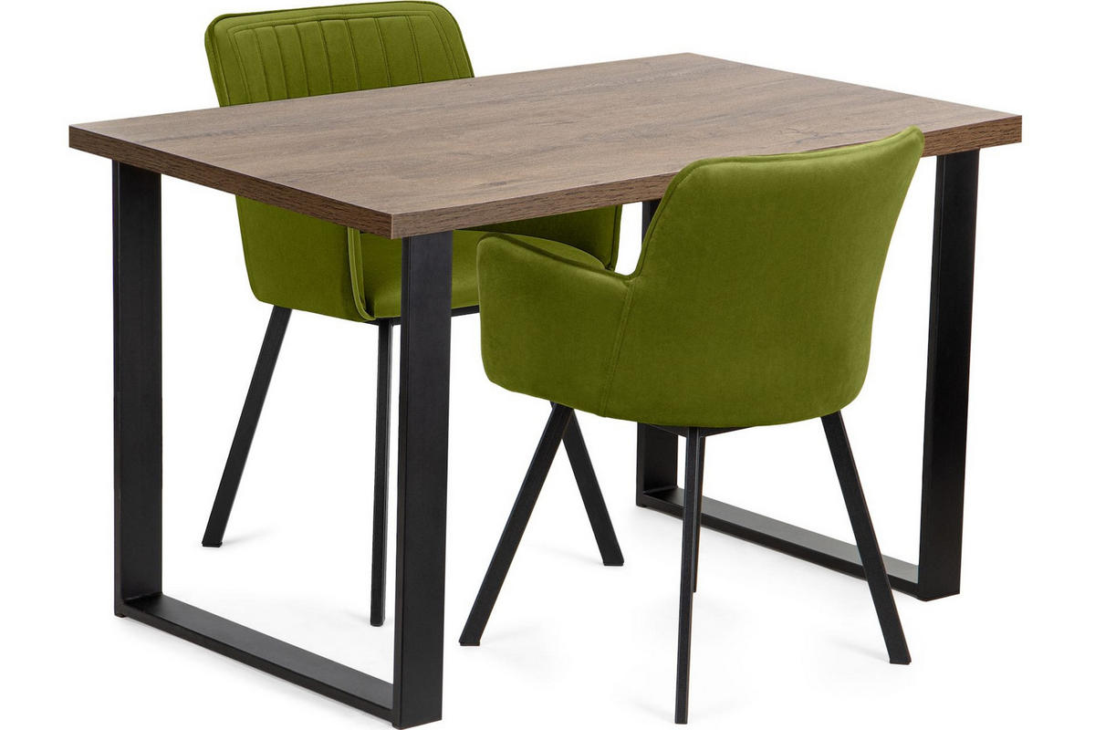 ESSTISCH CETO rechteckig Loft-Stile, eiche lefkas - Eichefarben/Dunkelbraun, Holz/Metall (80/125/77cm) - KONSIMO®
