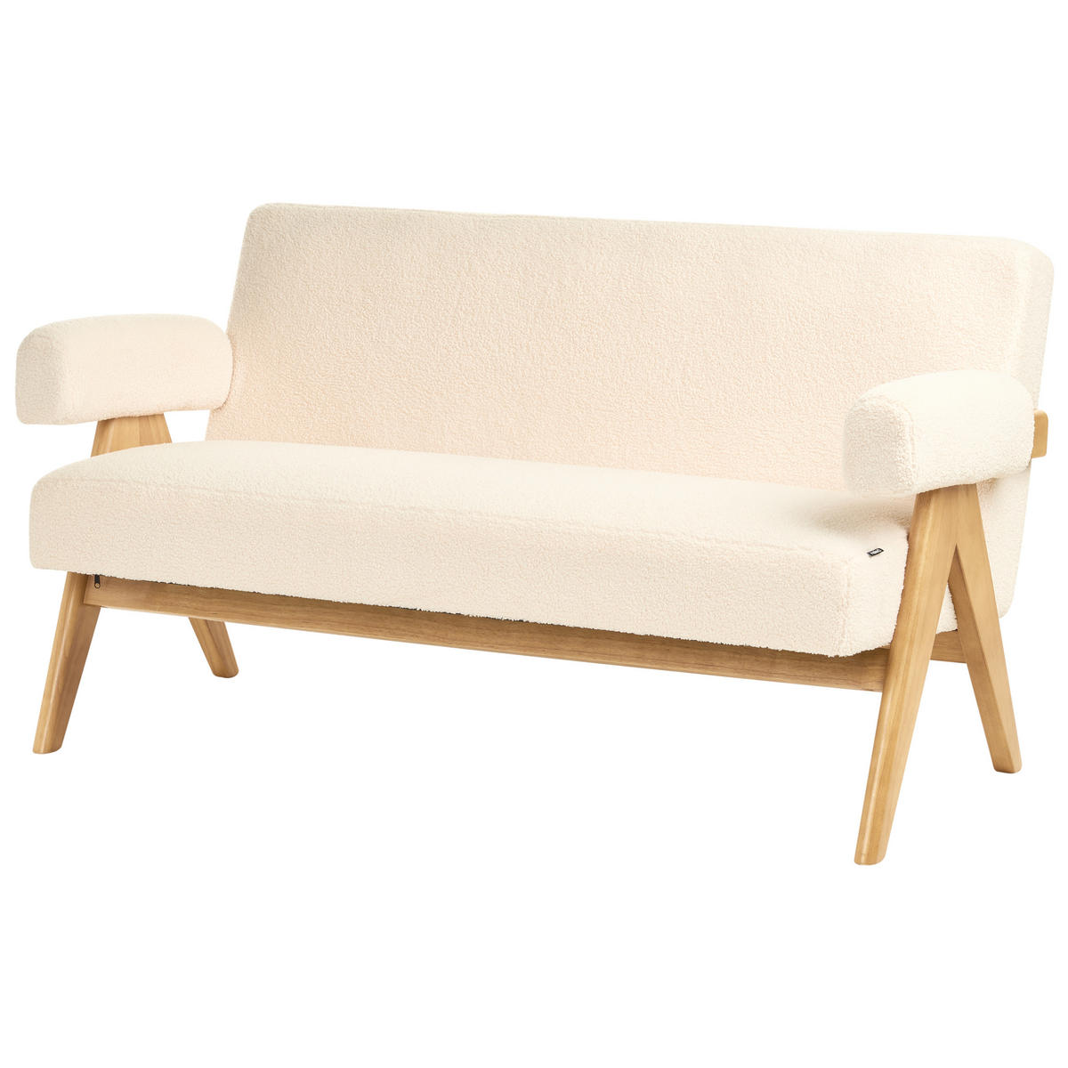 2-SITZER-SOFA Bouclé Cremeweiß/Hellbraun Tamre - Creme, Textil (148/79/78cm) - Beliani