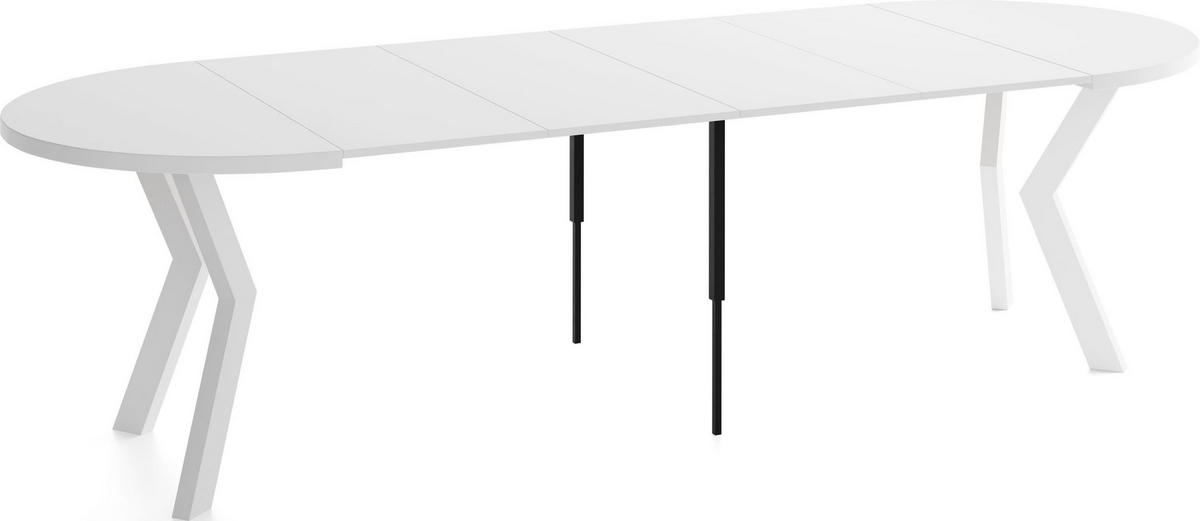 ESSTISCH Savio Weiß rund ausziehbar verlängerbar XXL, Weiß 100-300/100/77 cm - Weiß, Holz/Holzwerkstoff (100/100/77cm) - WFL GROUP