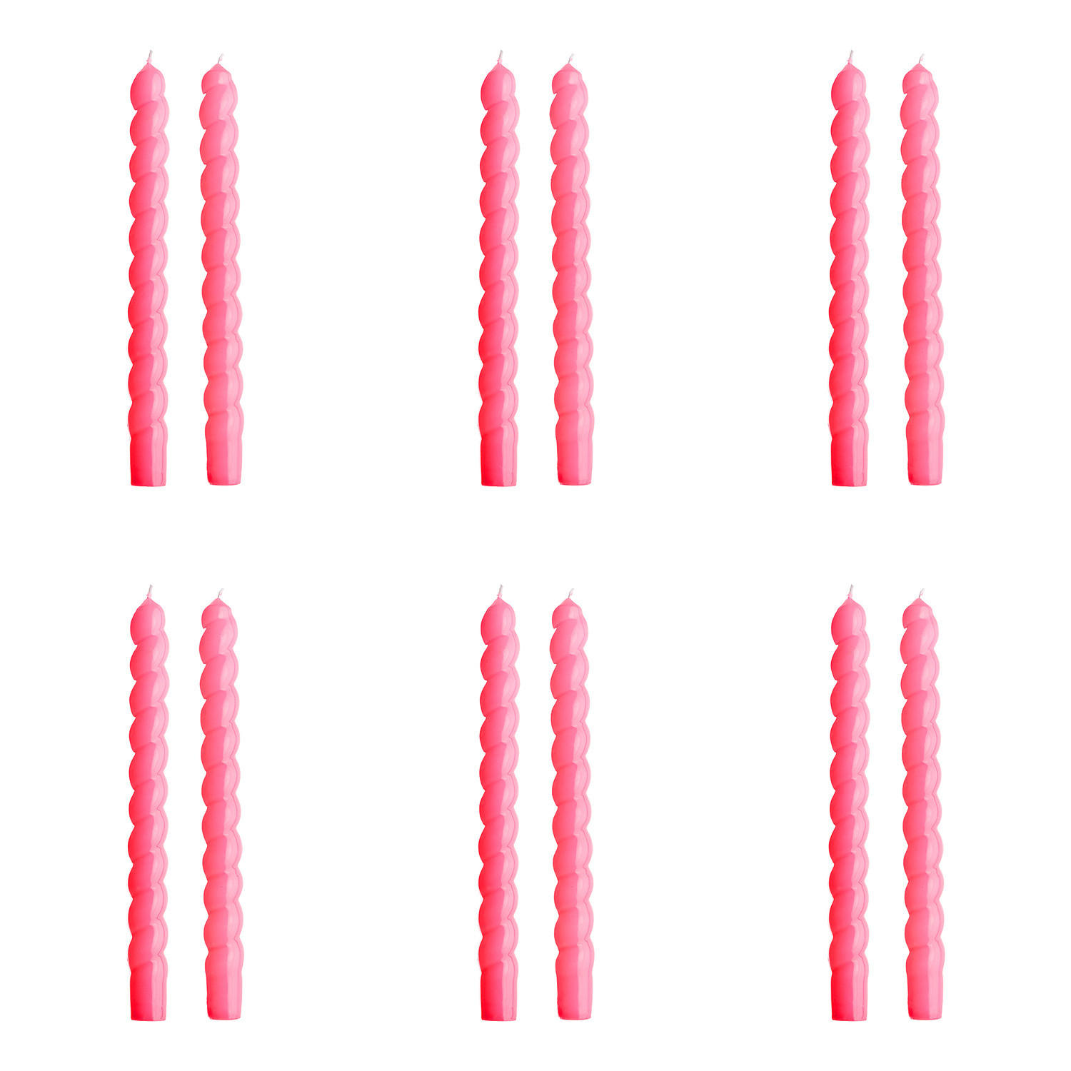 STABKERZE (12er Set) Twisted - Pink, Paraffin (2/25/2cm) - Butlers