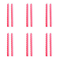 STABKERZE (12er Set) Twisted - Pink, Paraffin (2/25/2cm) - Butlers