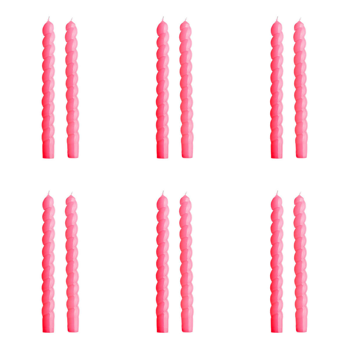 STABKERZE (12er Set) Twisted - Pink, Paraffin (2/25/2cm) - Butlers