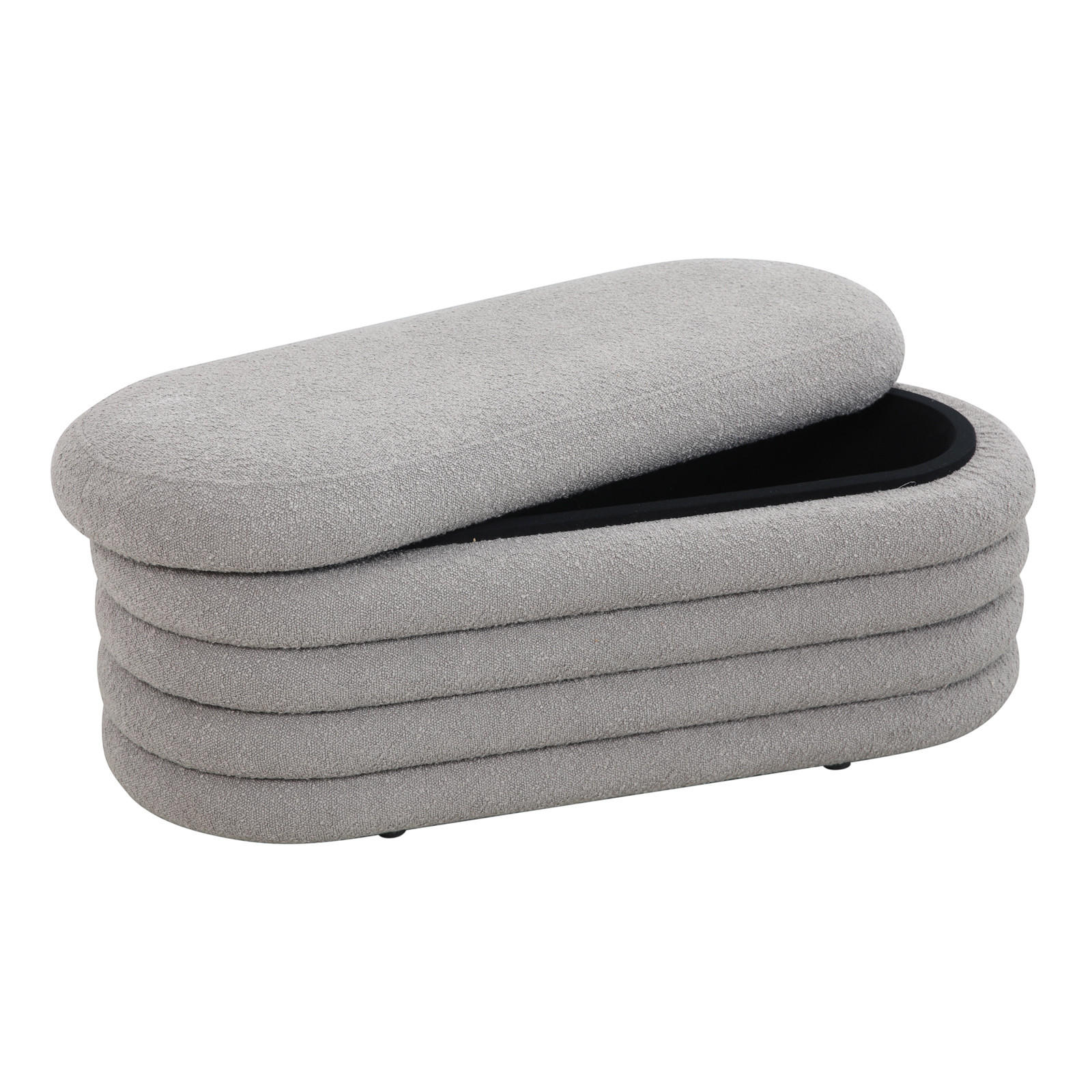 HOCKER BLOSSOM XL mit Aufbewahrung Boucle Hellgrau - Hellgrau, Textil (45/42/108cm) - SVITA