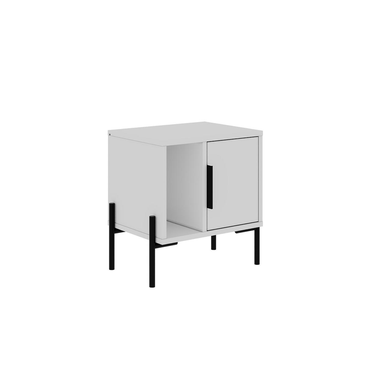 NACHTTISCH Glynn Z106 Weiß 45/35/50 cm - Schwarz/Weiß, Holzwerkstoff/Metall (45/50/35cm) - Decortie