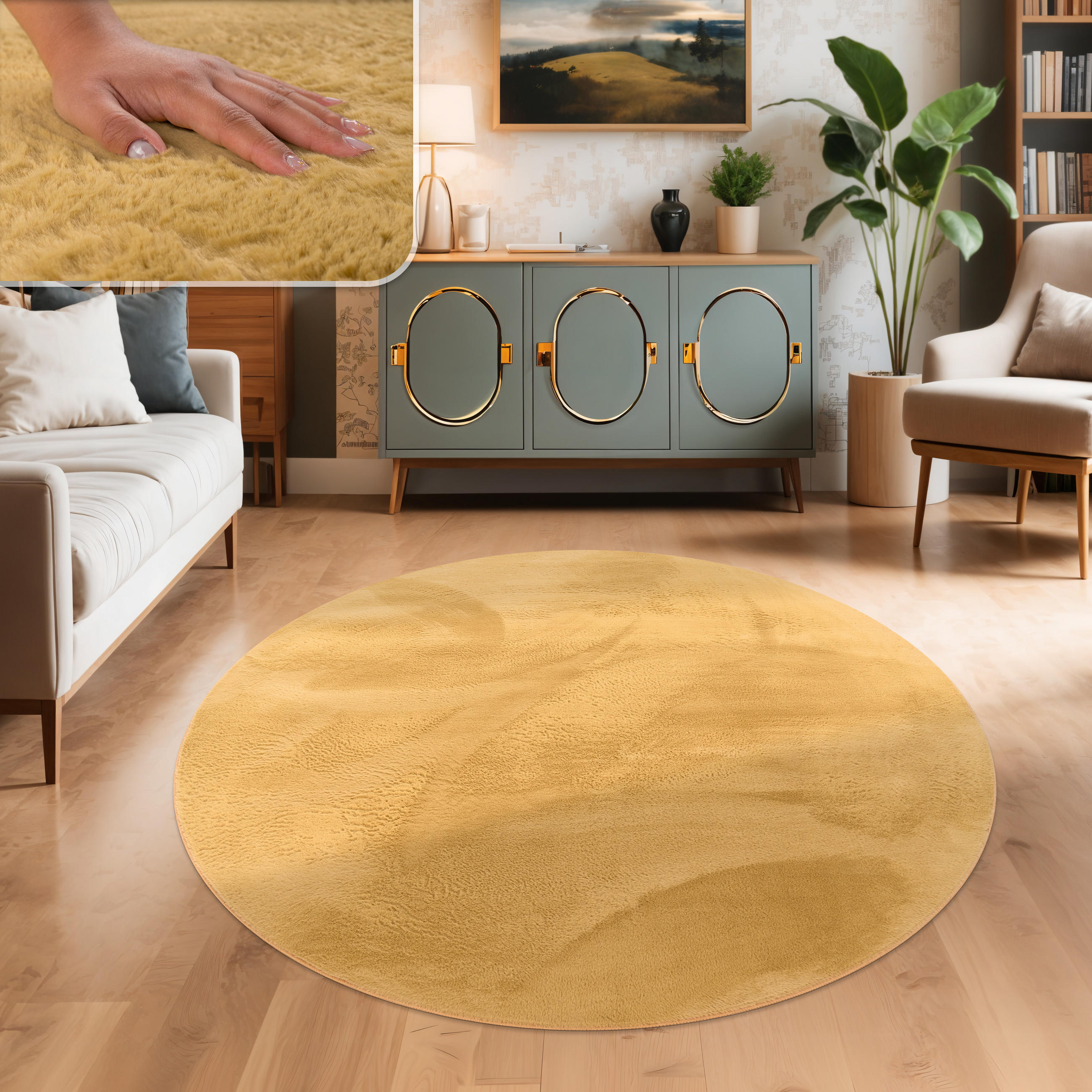 HOCHFLORTEPPICH 80/80 cm Soft 380 - Gelb, Textil (80/80cm) - Paco Home
