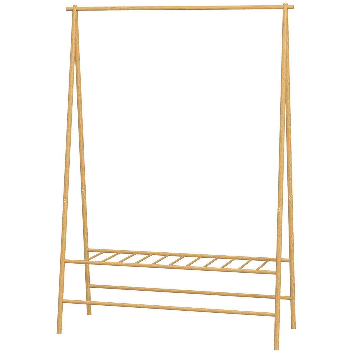 KLEIDERSTÄNDER DE-09687 mit Schuhregal und Haken Naturholz - Naturfarben, Naturmaterialien (116/160/43.5cm) - ComfortXL