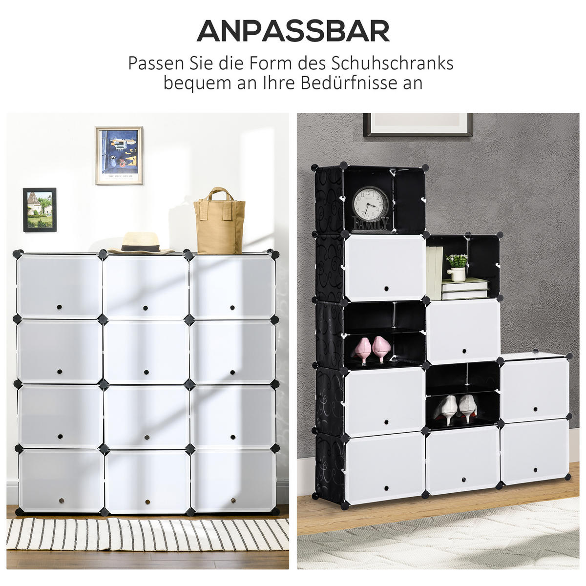 REGALSYSTEM, DIY-Würfelregal, Stahl - Multicolor, Kunststoff (32/125/125cm) - HOMCOM