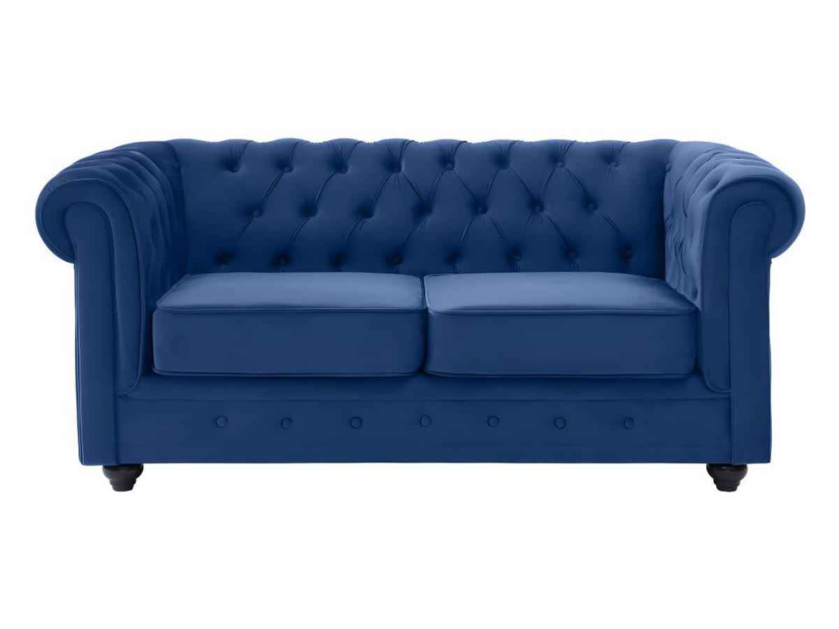 COUCHGARNITUR 3+2 - Samt - Dunkelblau - CHESTERFIELD - Blau, Textil (88/72/205cm) - Vente-Unique