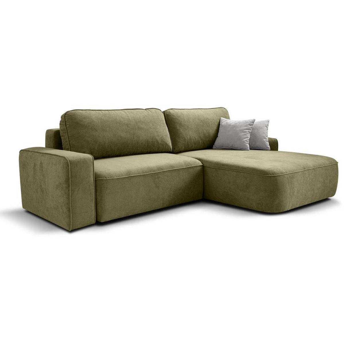 ECKSCHLAFSOFA Torre grün velours rechts - Grün, Textil (258/171cm) - Beautysofa