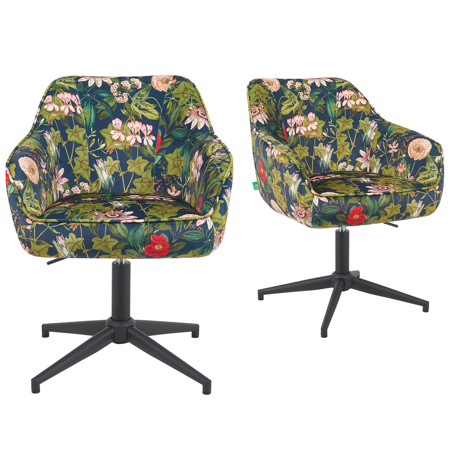 BÜROSTUHL Mika-Caro - Multicolor/Schwarz, Textil/Metall (60/79/61cm) - DUBI Möbel