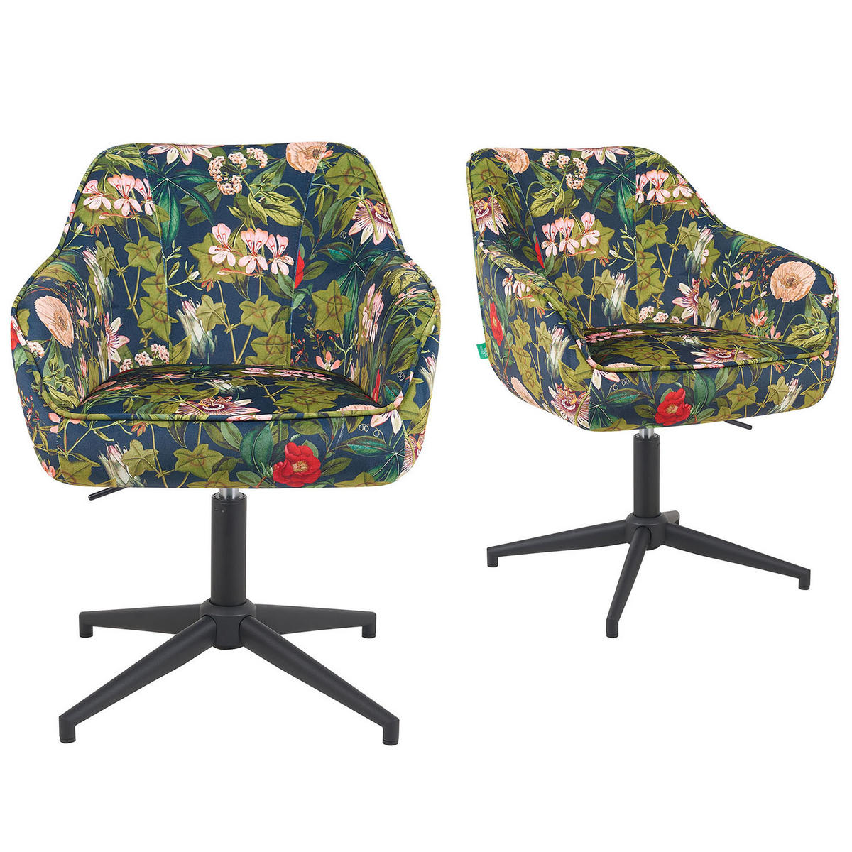 BÜROSTUHL Mika-Caro - Multicolor/Schwarz, Textil/Metall (60/79/61cm) - DUBI Möbel