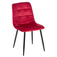 ESSZIMMERSTUHL Atina Samt, Gestell Metall Schwarz Rot - Rot/Schwarz, Textil/Metall (45/84/55cm) - TPFLiving