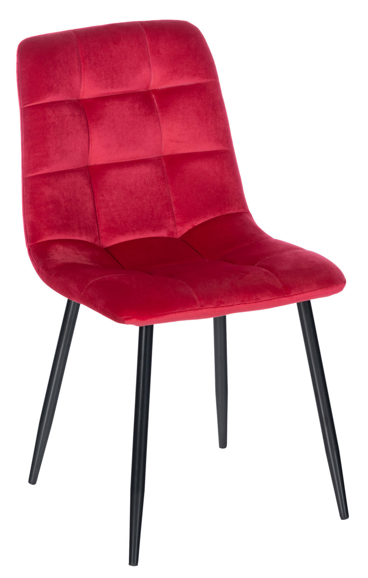 ESSZIMMERSTUHL Atina Samt, Gestell Metall Schwarz Rot - Rot/Schwarz, Textil/Metall (45/84/55cm) - TPFLiving
