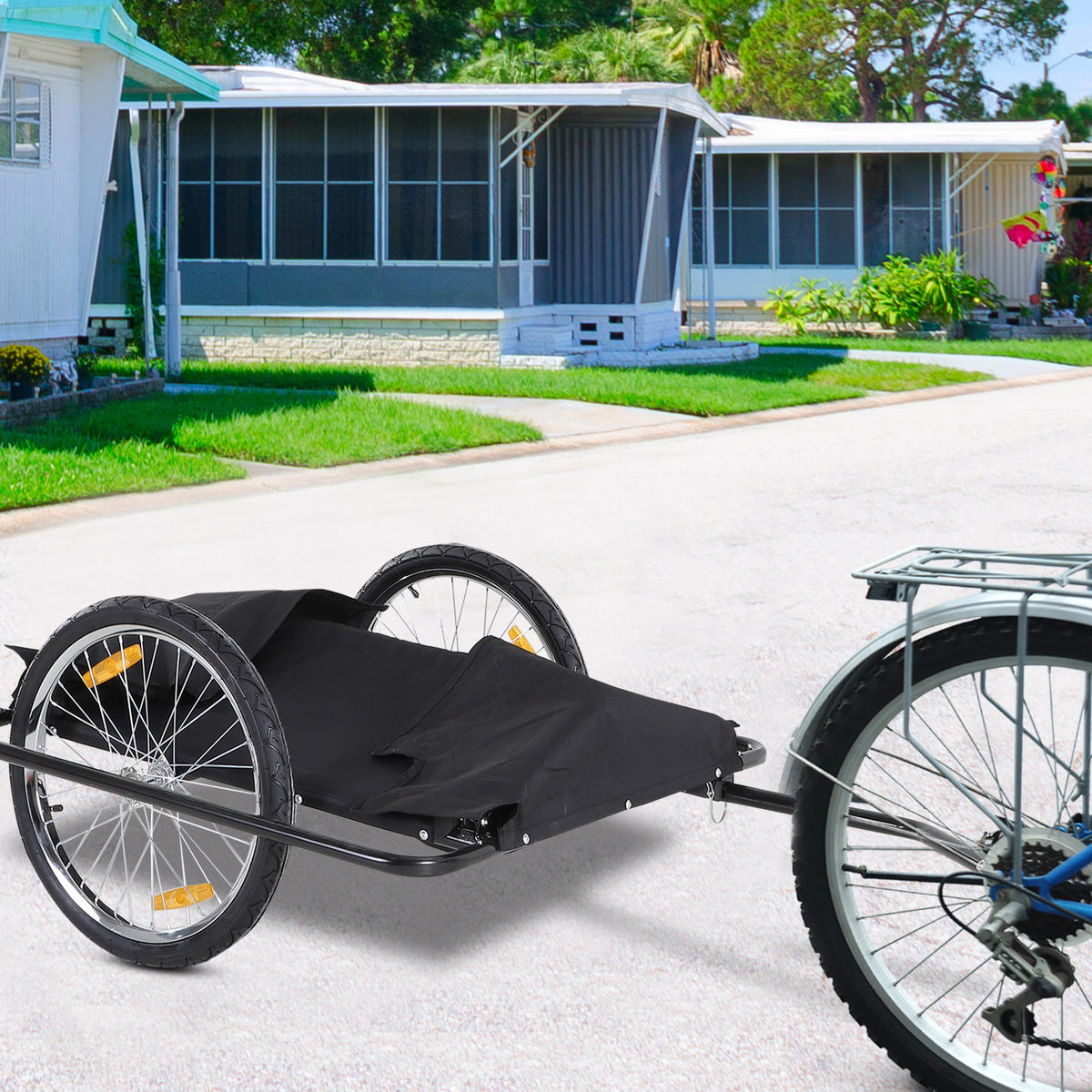 TRANSPORTANHÄNGER Lastenanhänger Fahrradanhänger Cargo Trailer klappbar - Schwarz, Metall (88/60/140cm) - HOMCOM