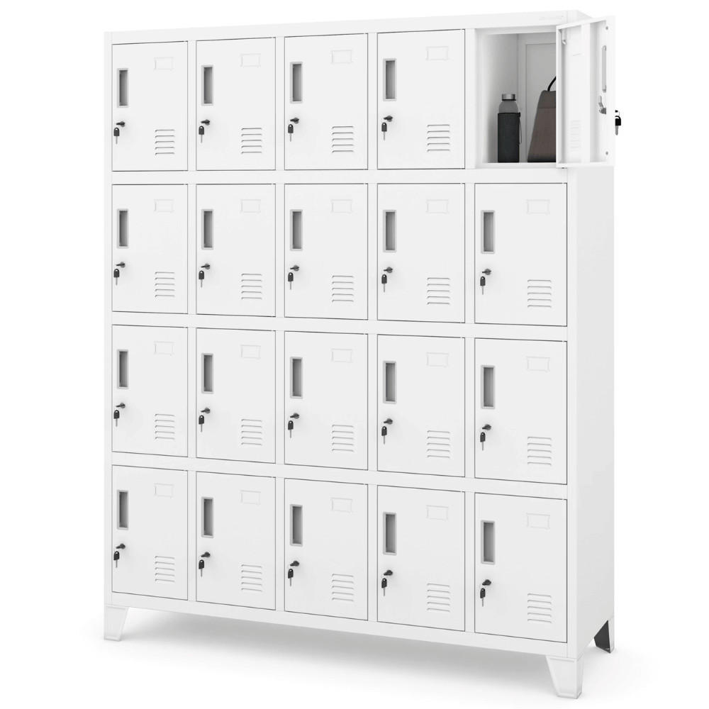 SCHLIESSFACHSCHRANK Spind TAMPA 20 Fächer172x136x45cm Weiß - Weiß, Metall (136/172/45cm) - DELUKE