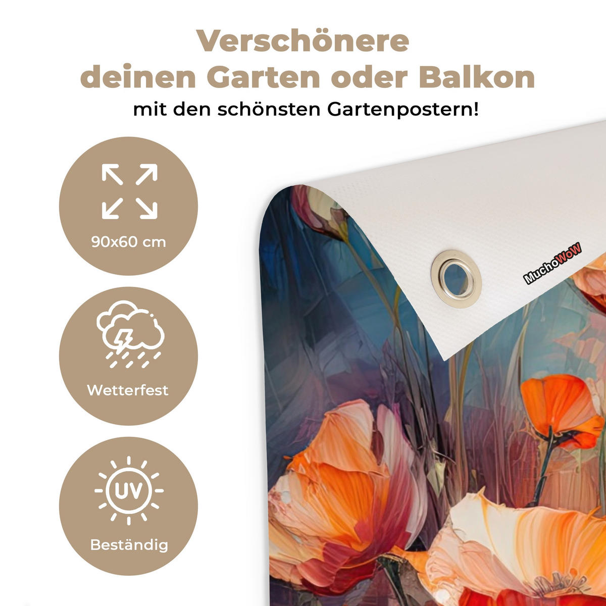 ZAHRADNÍ PLAKÁT Květiny - Akvarel - Umění - Botanické - Příroda 90x60 cm - pomerančová, plast (90/60/0.2cm) - OnlyWow