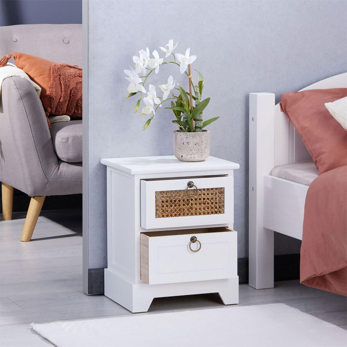 NACHTTISCH PADMA - Weiß, Holz (35/43/29cm) - CARO-Möbel