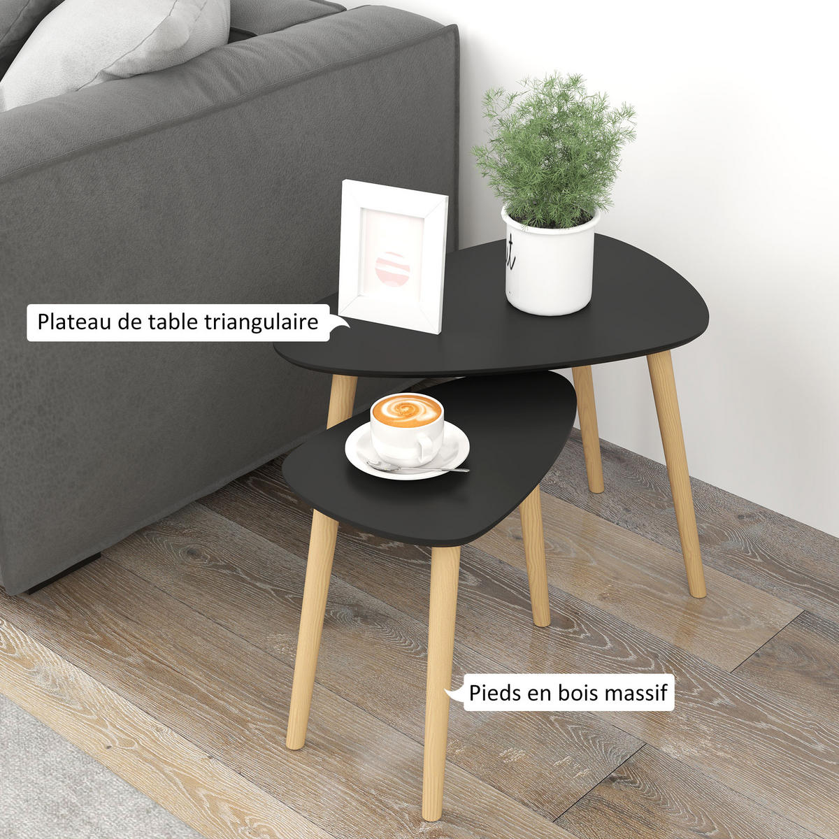 COUCHTISCH DE-15770 skandinavisches Design Schwarz - Schwarz, Holzwerkstoff (59.5/39.5/45cm) - ComfortXL