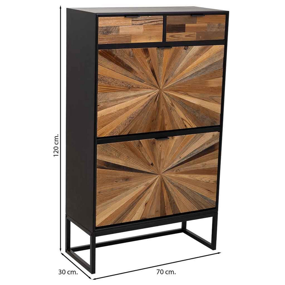 SCHUHREGAL aus Holz 70x30x120 braunem - Schwarz, Metall (30/70/120cm) - Wanderlust