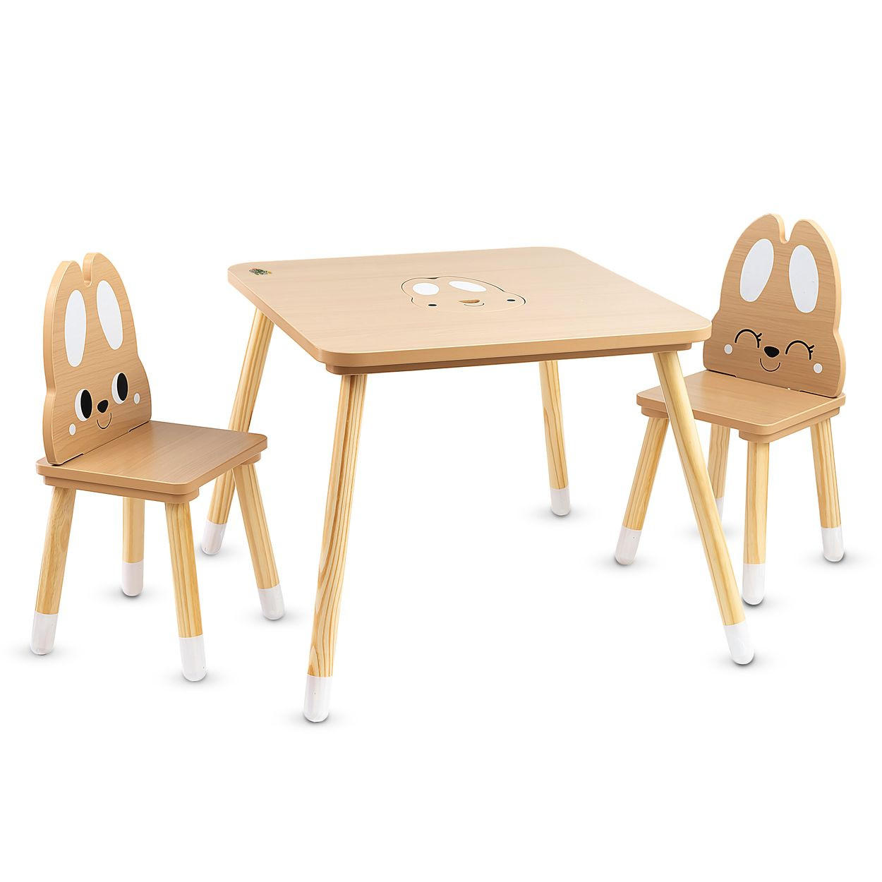 KINDERSITZGRUPPE Hase braun 60 x 60 cm, Tischset, 2 Stühle, Holz, Stauraum, Hasen-Design - Braun, Holzwerkstoff (60/48/60cm) - Moni