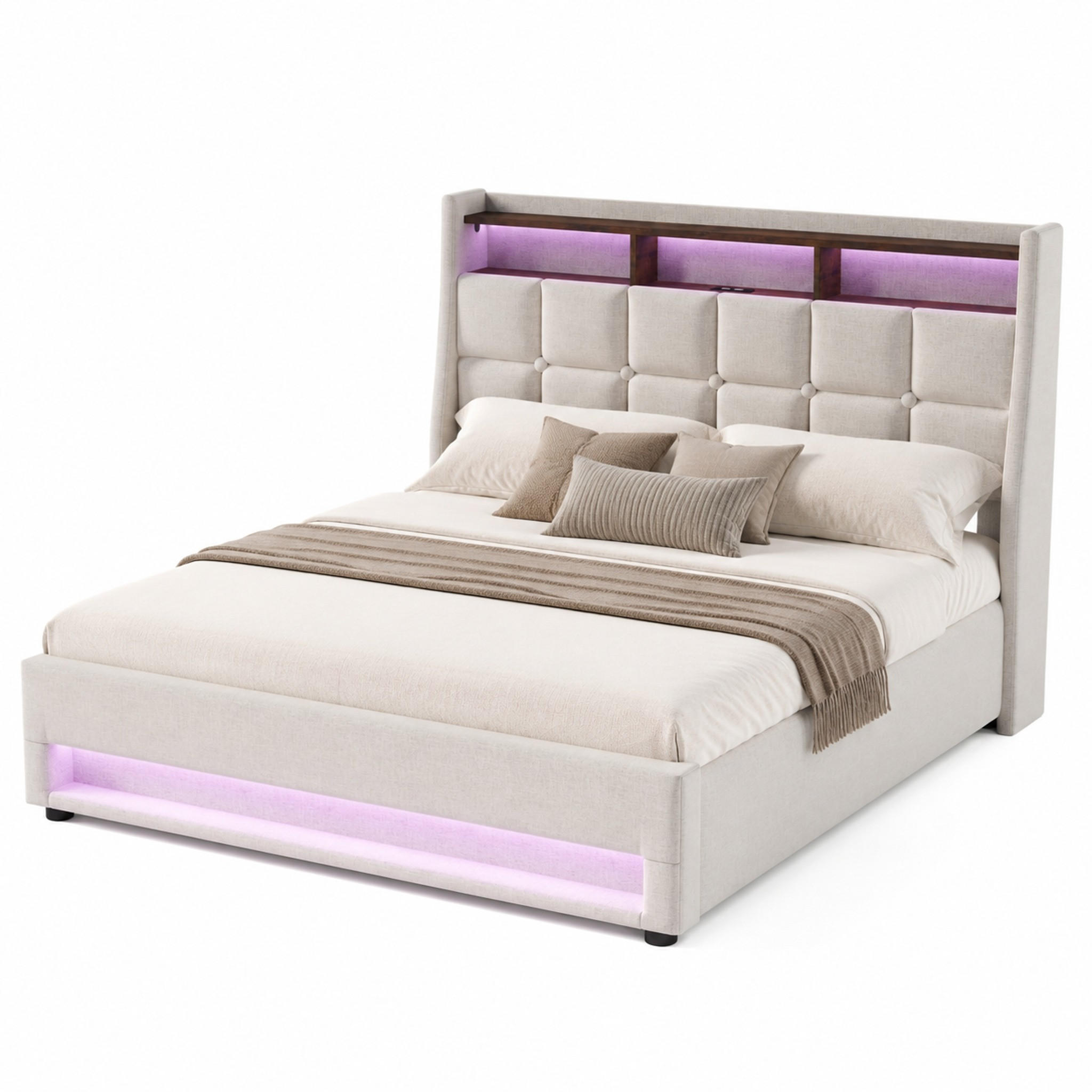 Beauniv Polsterbett Beige 140x200 cm