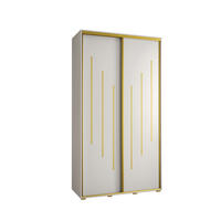 SCHWEBETÜRENSCHRANK 235,2/130/60 2-türig - Goldfarben/Weiß, Holz/Metall (130/235/60cm) - Abiks Möbel