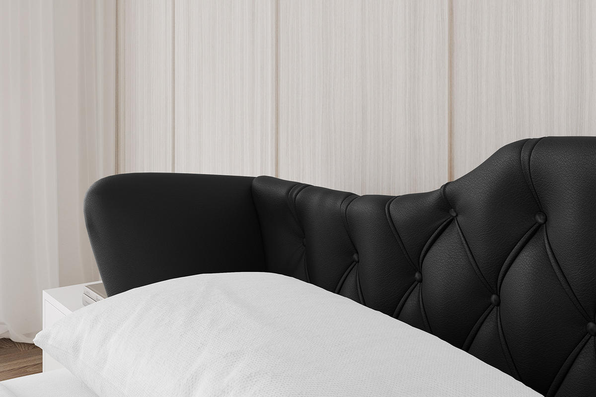 POLSTERBETT mit Bettkasten, Fußteil und Lattenrost, Boxbett ohne Matratze - ZORAN-Z-V1 180x200 Schwarz Kunstleder - Schwarz Hochglanz, Holzwerkstoff/Textil (180/200cm) - ALTDECOR