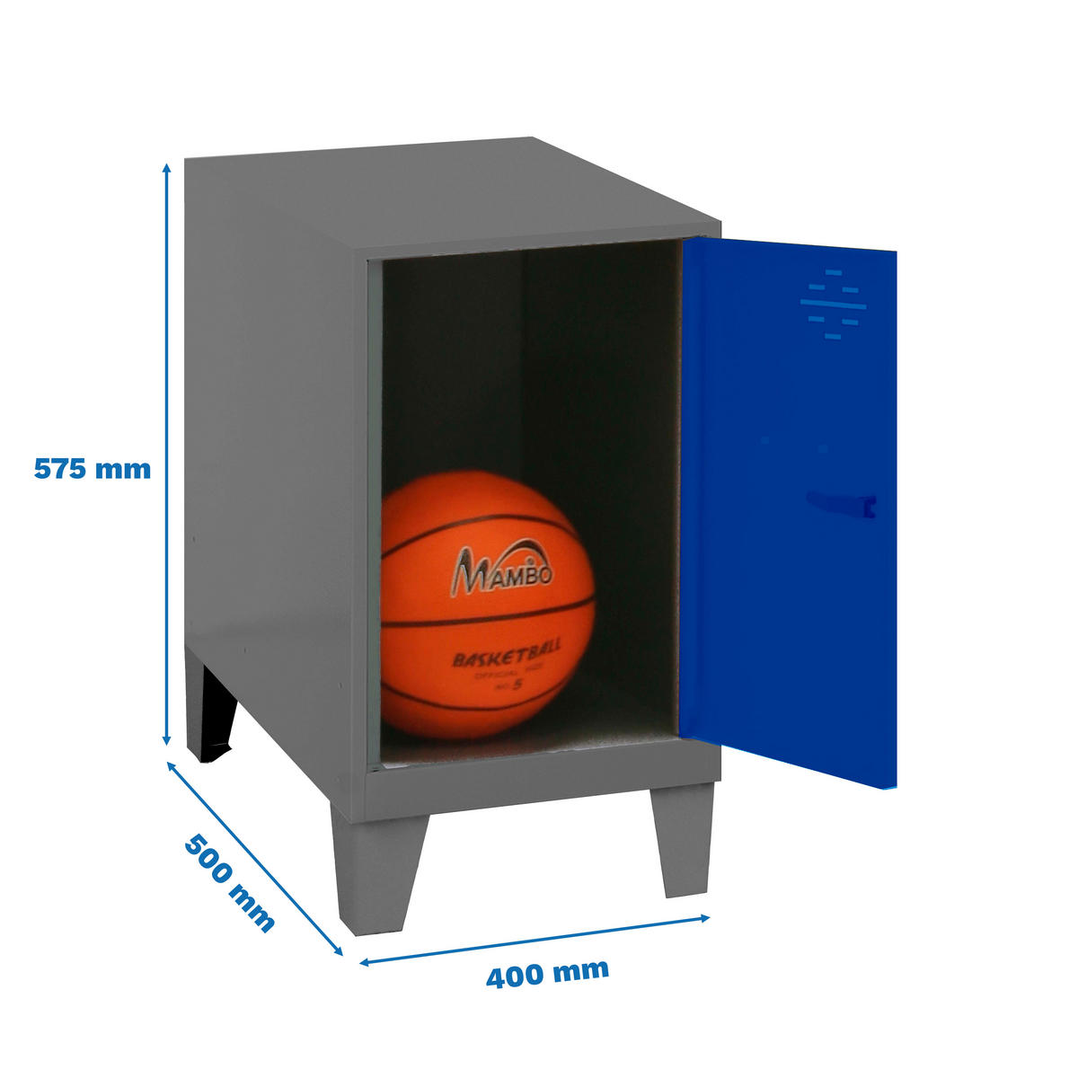 SCHLIESSFACHWÜRFEL Amego HxBxT 57,5x40x50 cm Mit Standfüße Blau-Anthrazit Spind - Blau, Metall (40/57.5/50cm) - PROREGAL