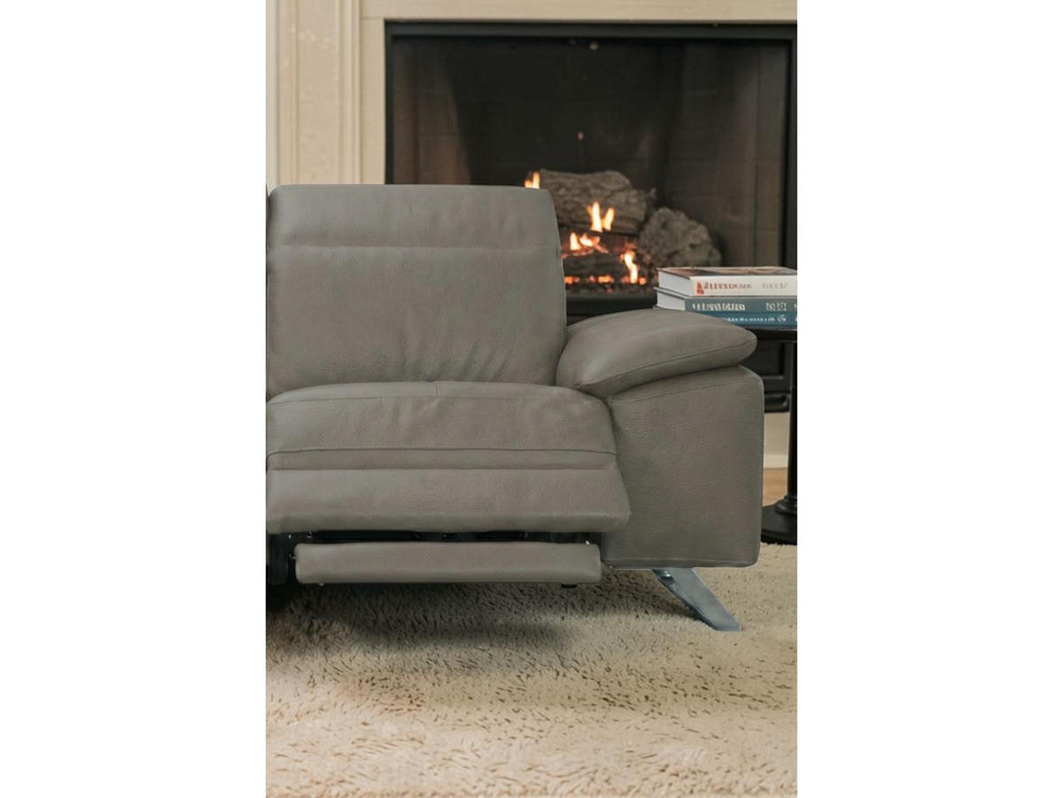 3-SITZER Sofa Genius Echtleder mit 2 x Relaxfunktion Greige - Greige, Leder/Metall (220/80/104cm)