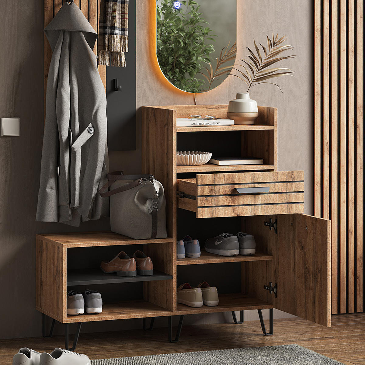 SKŘÍŇ NA BOTY Amber Dub Wotan - dub Wotan, kompozitní dřevo (100/100/38cm) - Vicco