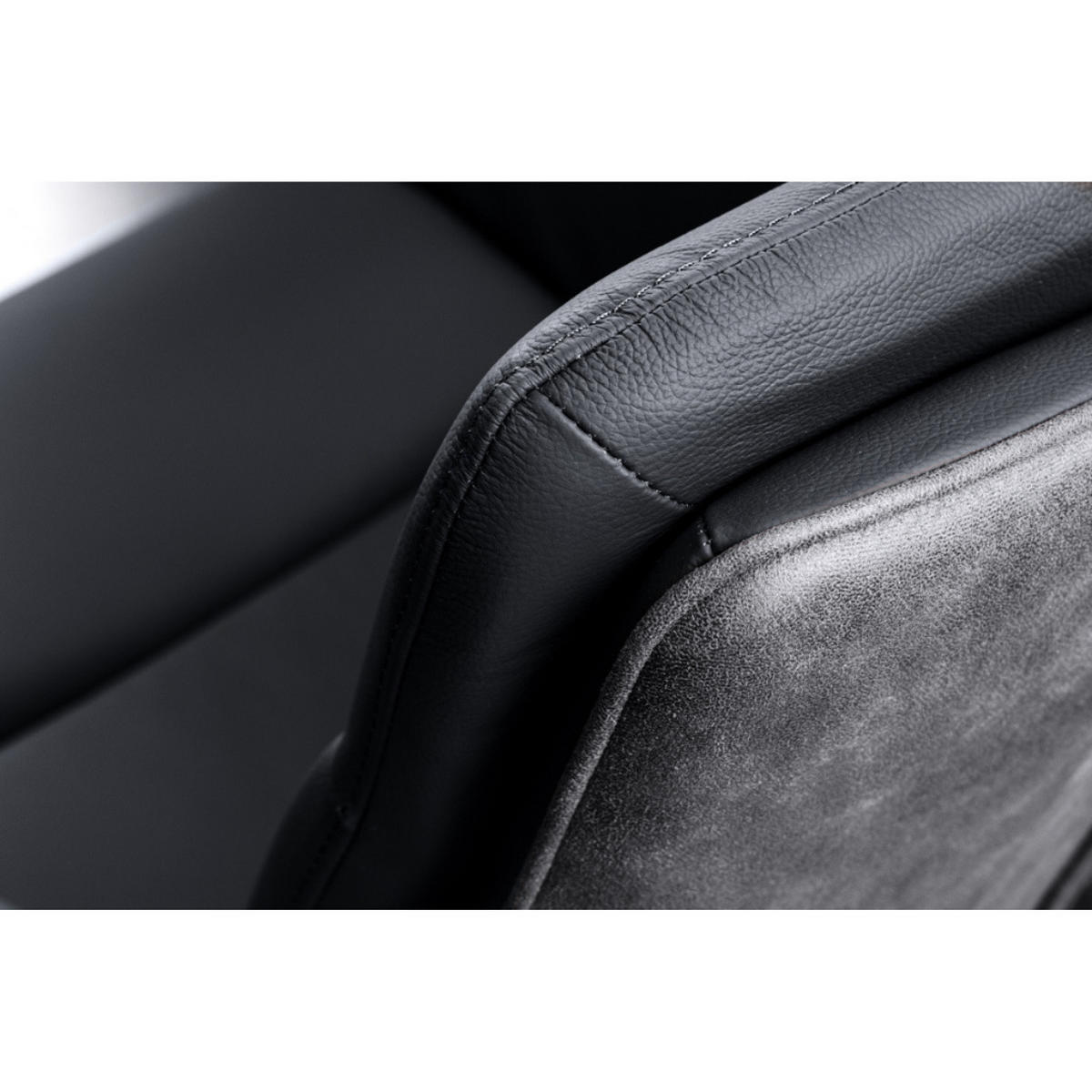 STUHL BIG GEORGE Echtleder, Microfaser Schwarz, Anthrazit - Grau, Leder/Textil (58/88/66cm) - riess-ambiente