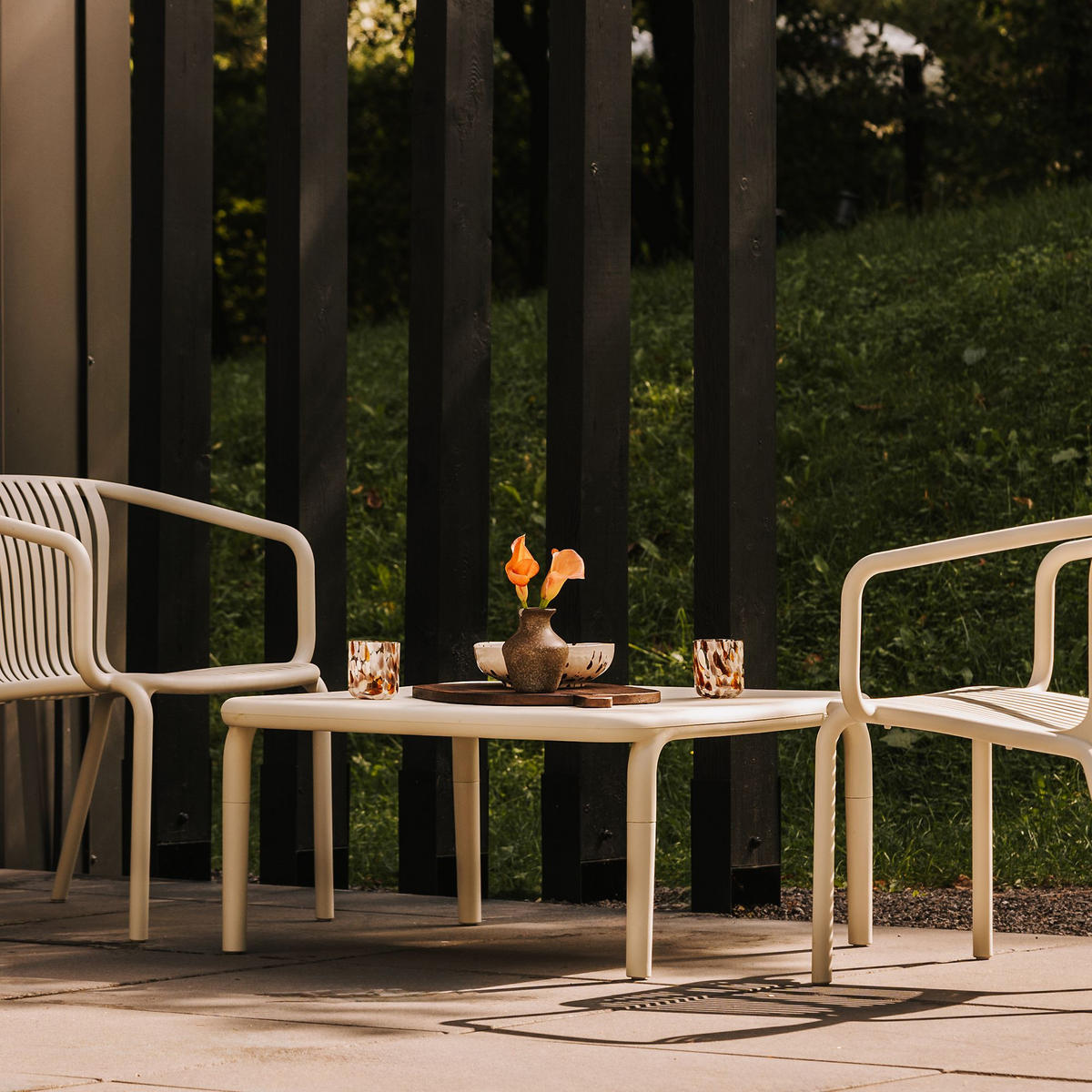 GARTEN ESSGRUPPE FICCARI, Gartenmöbel-Set 3-tlg, Beige - Beige, Kunststoff - KONSIMO®