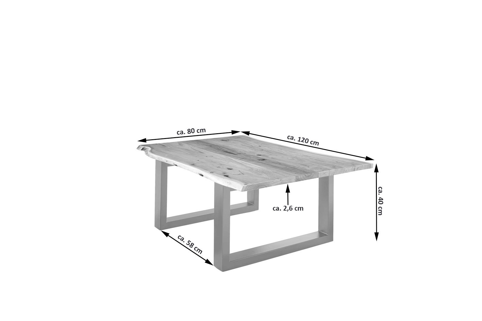 COUCHTISCH LUBIN - Beige/Silberfarben, Holz/Metall (80/120/40cm) - SAM